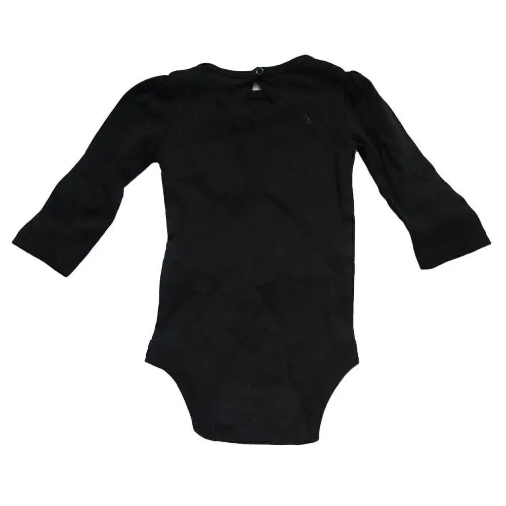 Baby Starters Girls Sz 6M Black Long Sleeve Butterfly One Piece Top